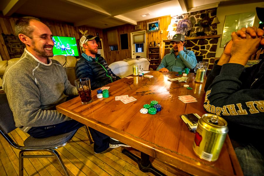 Poker and Football back at the lodge!