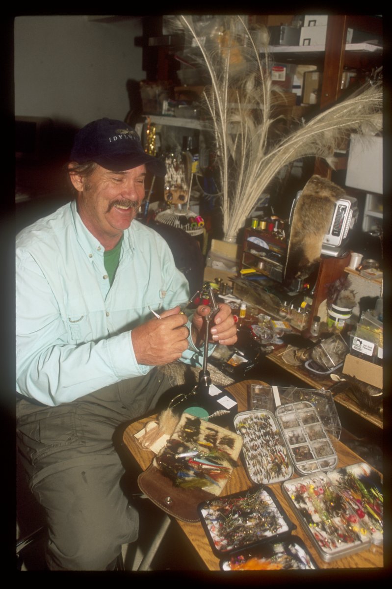 Bob Quigley at his tying desk. Bob's contributions to fly fishing are immense.
