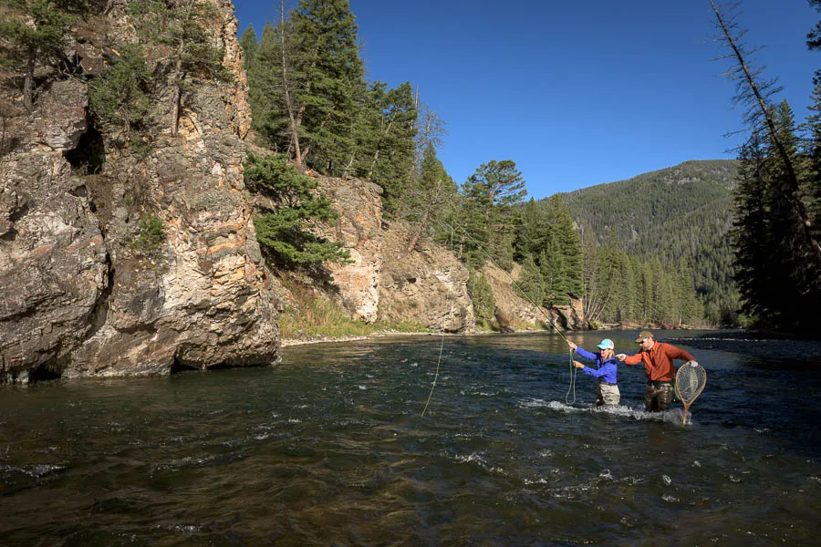 Wade fishing Montana on the Gallatin