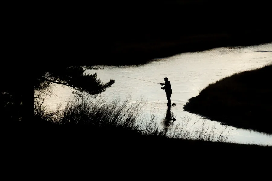 fishing at dusk