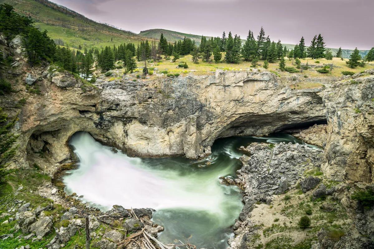 May fly fishing on the Boulder River Natural Bridge is the dividing line for fishing in May when anglers should focus their efforts upstream of the falls