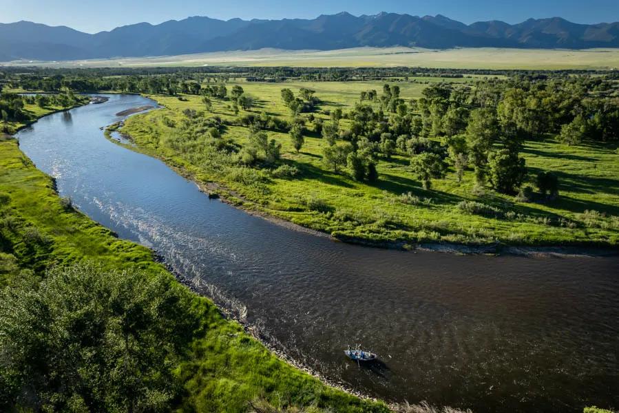 Spring snowmelt turns the Jefferson River Valley verdant green