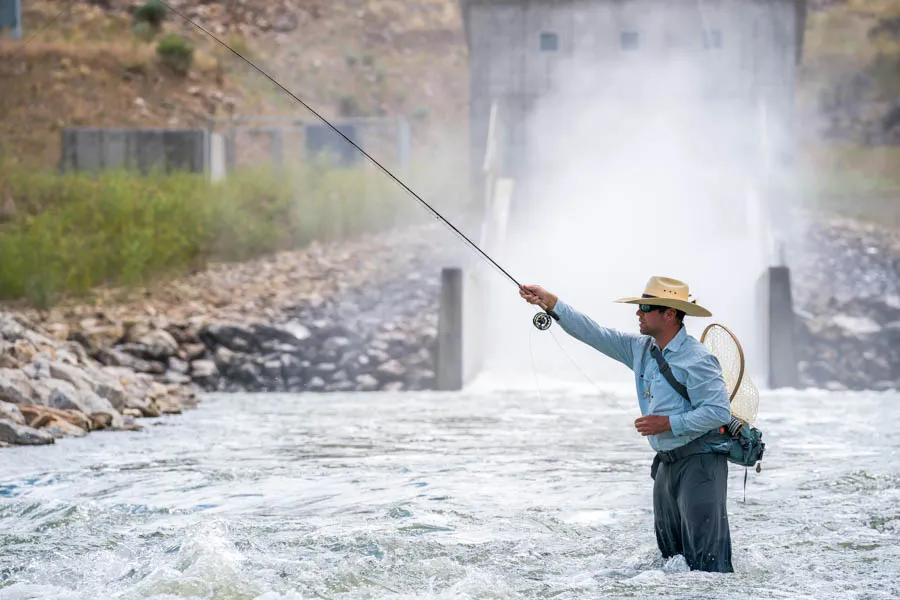 An angler fishes below Ruby Dam on the Ruby River