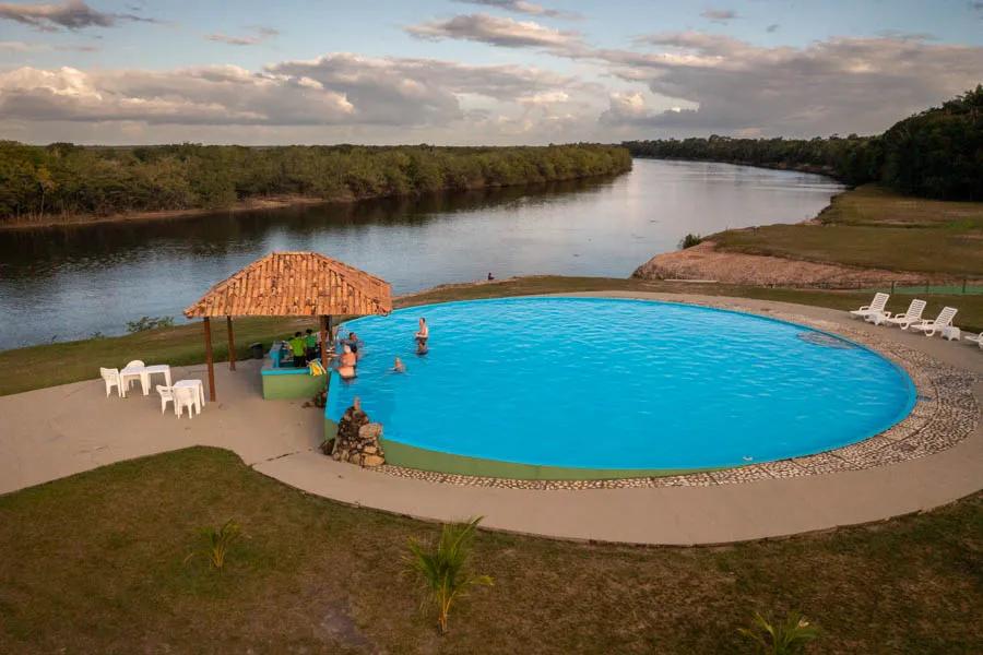 After a day of jungle fishing, a dip in the pool is always welcome upon returning to the lodge.