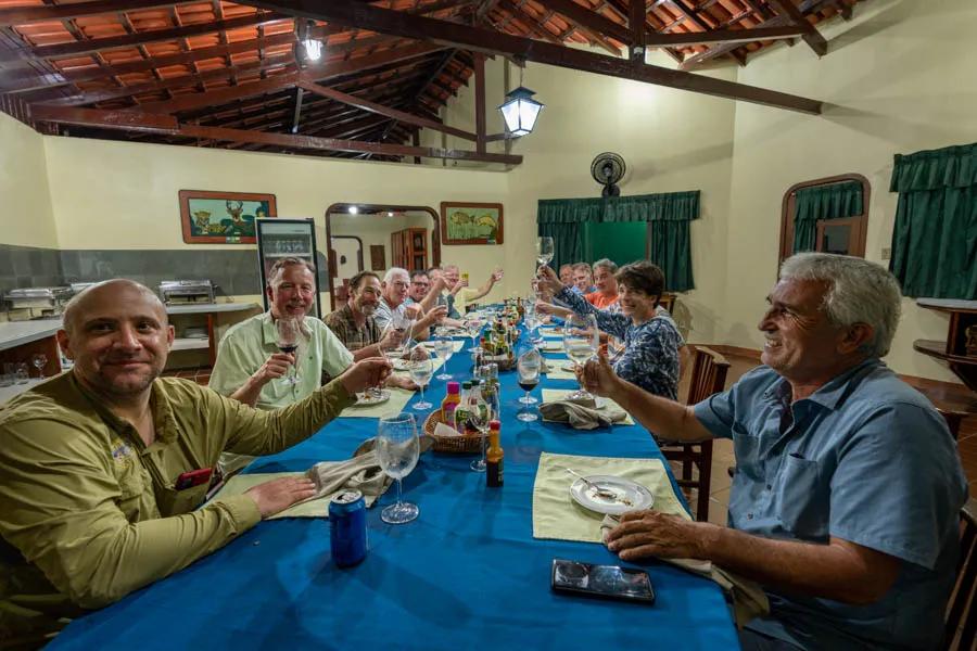 Lodge manager Carlos at the bottom right is an exceptional host and storyteller at the evening meals