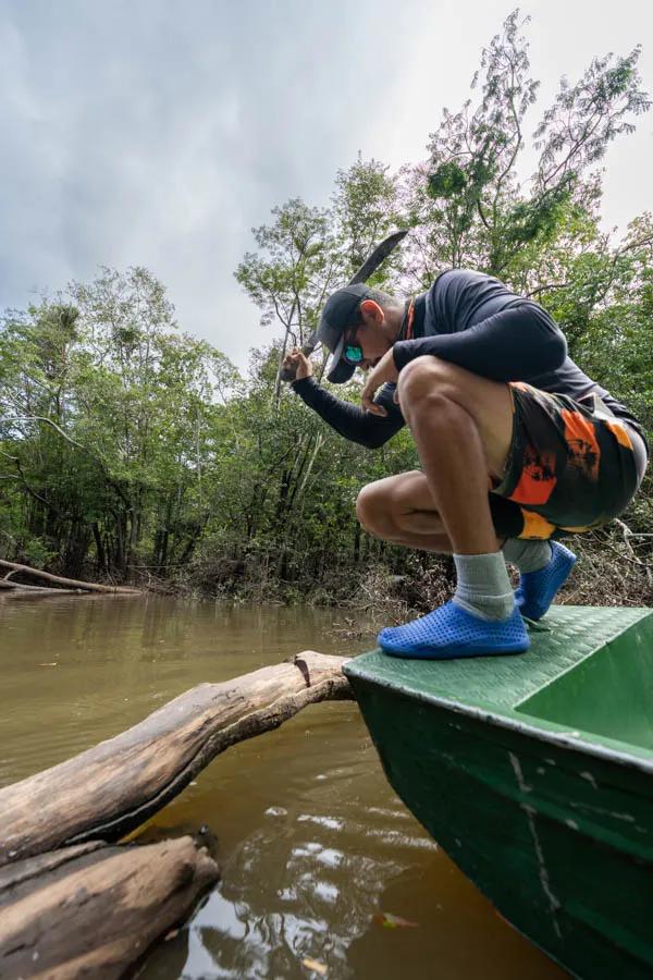 Hacking our way through the side channels to fish isolated oxbow lakes was always an adventure