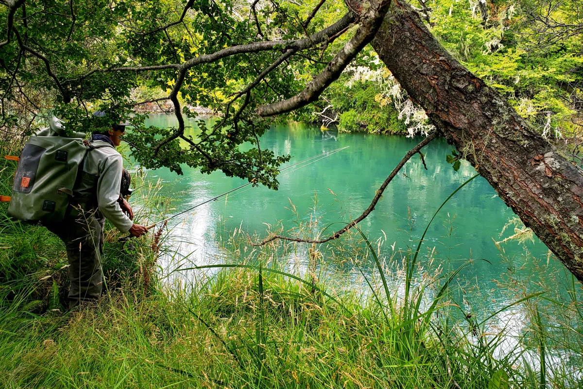 Agustin approaches the Rio Cochrane looking for visible trout