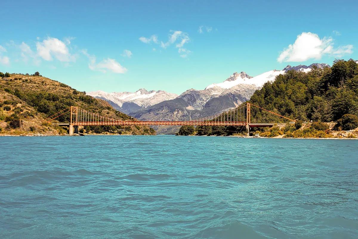 The Hanging Bridge on Lago Bertrand is reminiscent of San Francisco's Golden Gate Bridge