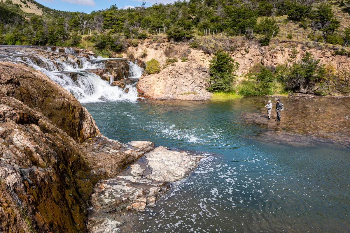 The Rio Huemules is surrounded by rugged country in contrast to the verdant streams flowing to the west