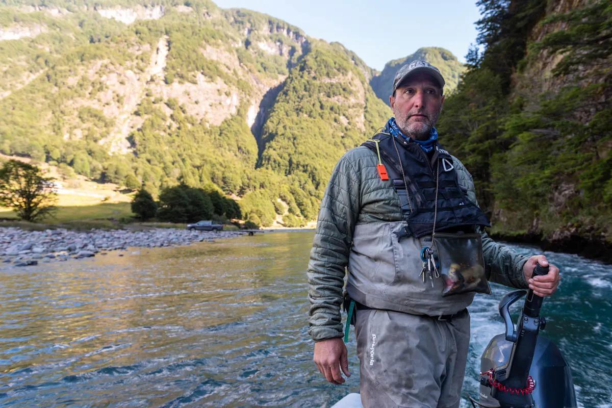 Rio Paloma Magic Waters guide Jose motors up the Rio Paloma to Lago Azul