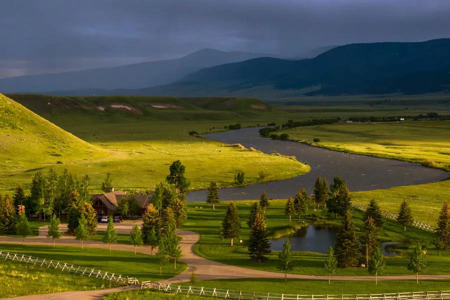 Madison River Lodege in the evening