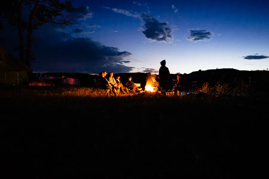 Camp fire on the river