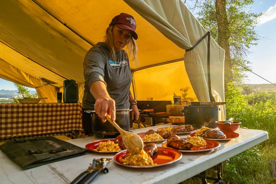 Serving dinner