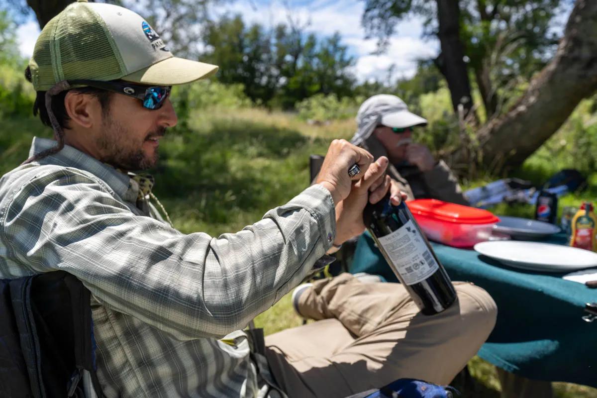 Fine Argentine wine accompanied river-side meals during our time at Carrileufu River Lodge. Fine Argentine wine accompanied river-side meals during our time at Carrileufu River Lodge.