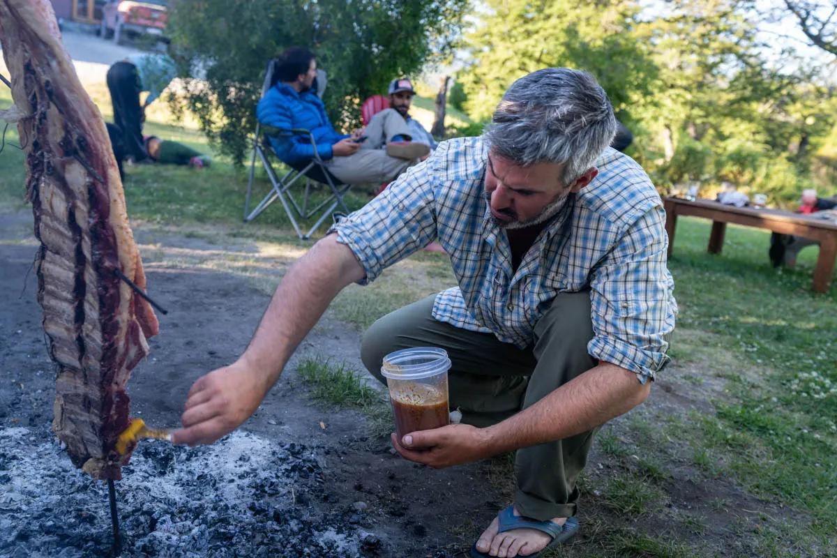 Meals at Carrileufu River Lodge include traditional Argentine asado cooked over an open fire. Meals at Carrileufu River Lodge include traditional Argentine asado cooked over an open fire.