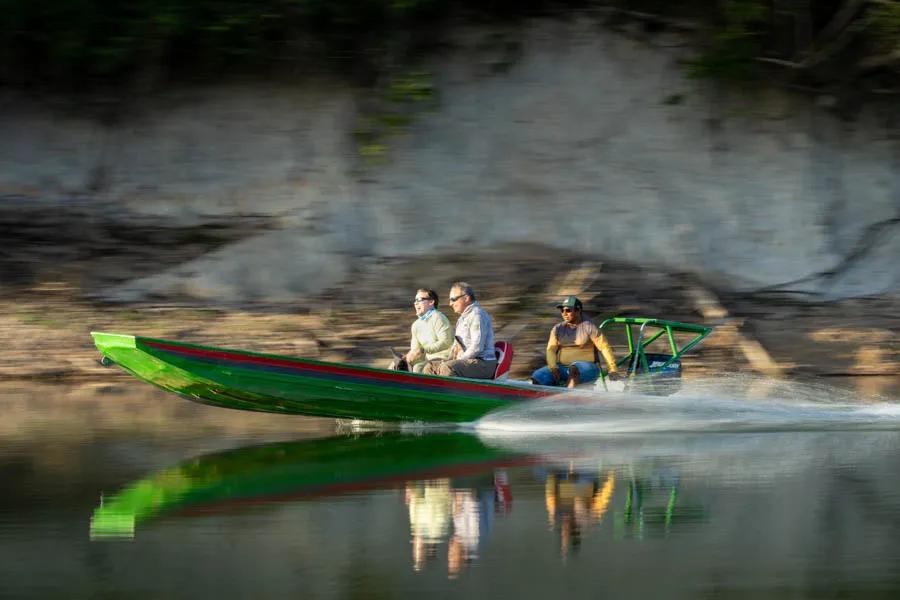 The morning run to the the fishing grounds is part of the experience. This part of the trip is a true wildlife safari and you never know when you will come around the bend to see a tapir or jaguar on the beach