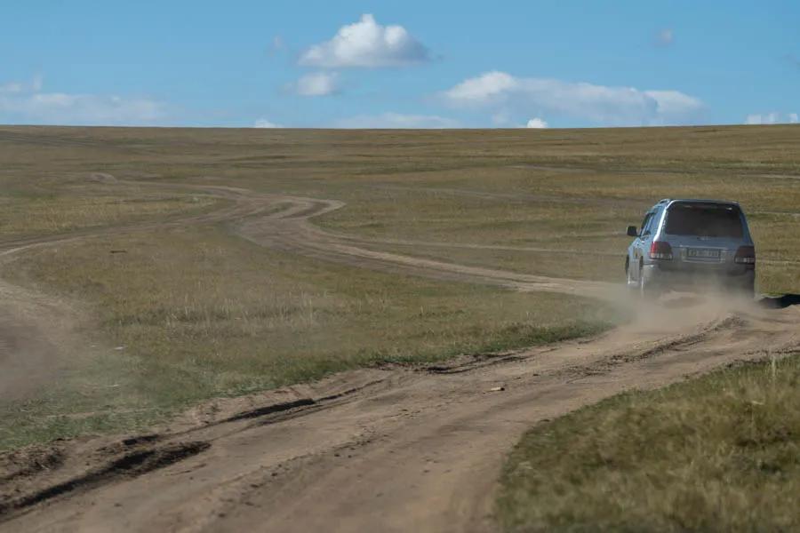 Mongolian highway After leaving the city we drove for about 10 hours to get to the first camp. about 8 hours were on remote dirt "highways" across the Mongolian steppe