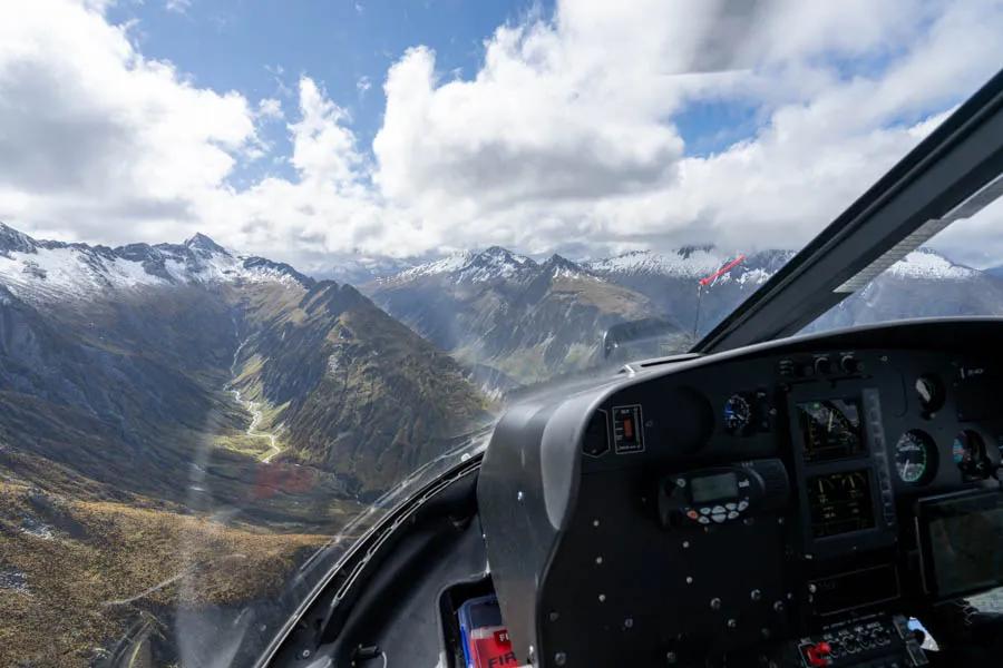 Helicopter flight while fishing in New Zealand Helicopter flight while fishing in New Zealand