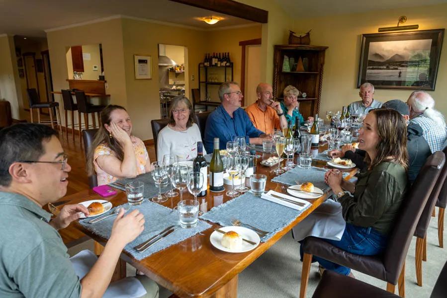 Owen River Lodge Sitting down for dinner each evening to recap the days events and share some fishing stories with like minded anglers from around the world.