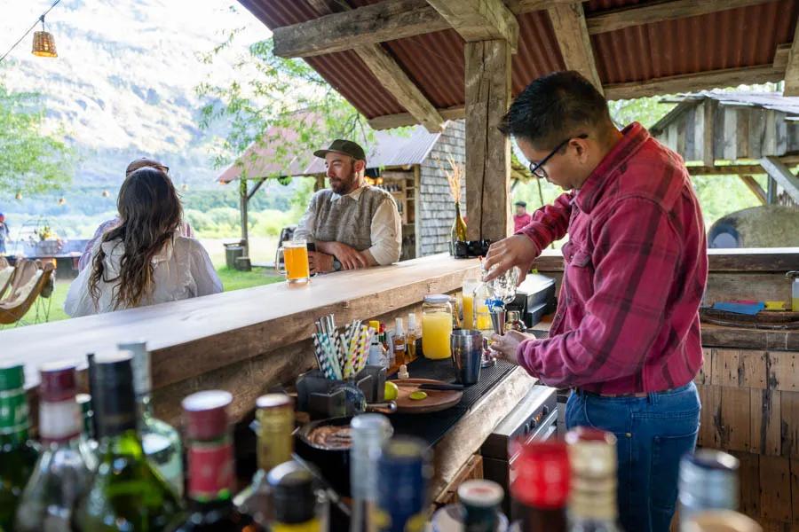Chile pisco sour Mixing up a fresh picso sour at the outdoor bar.