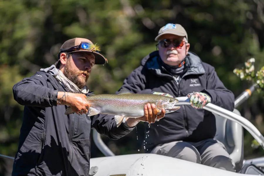 chile fly fishing for big rainbow trout Near the end of the day Ron Medrzychowski landed another nice bow out of the remote mountain lake.