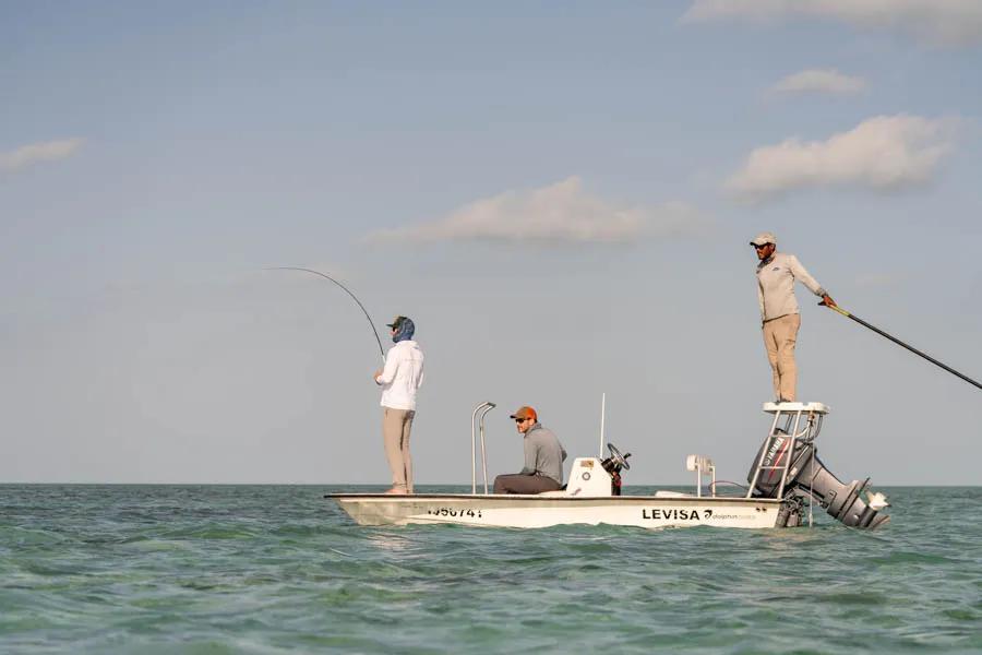 Montana Angler Cuba fly fishing trips The guides at Cayo Largo run comfortable and effective shallow water skiffs. They are very experienced and can see fish as good as any flats guide anywhere.