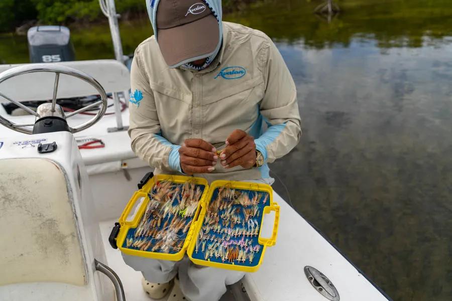 Cuba fly fishing trips for bonefish, tarpon, and permit. Choosing the correct fly when fly fishing in Cuba is important. Be prepared with a well-stocked box and trust the guide to choose the right fly at the right time.