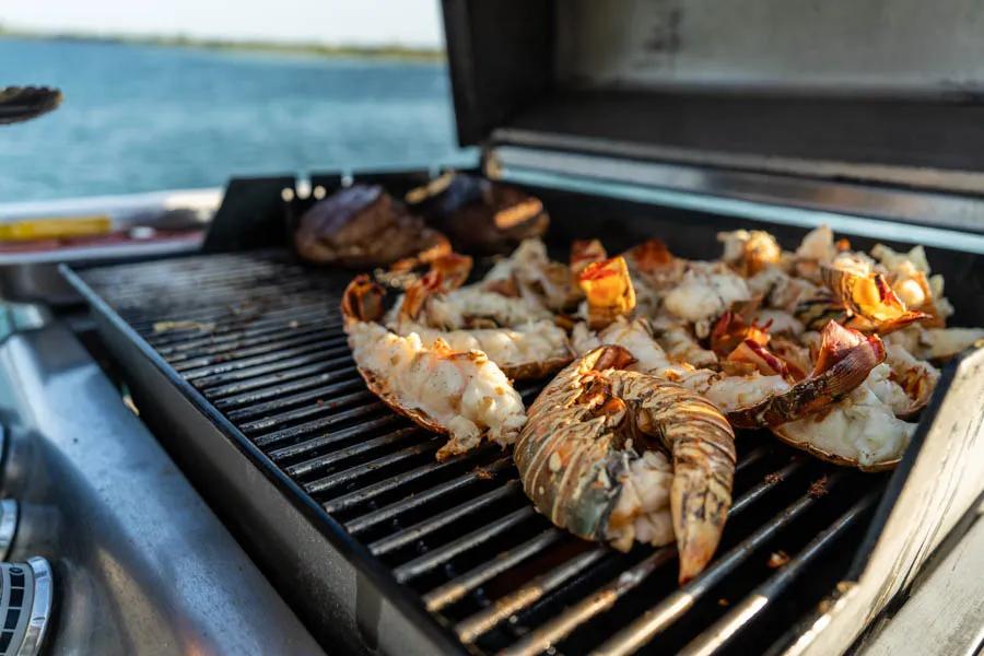 Cuba fly fishing trips with Montana Angler Dining on a Cayo Largo fly fishing trip features a mix of lobster, fish, and other local ingredients. The food is delicious and plentiful.