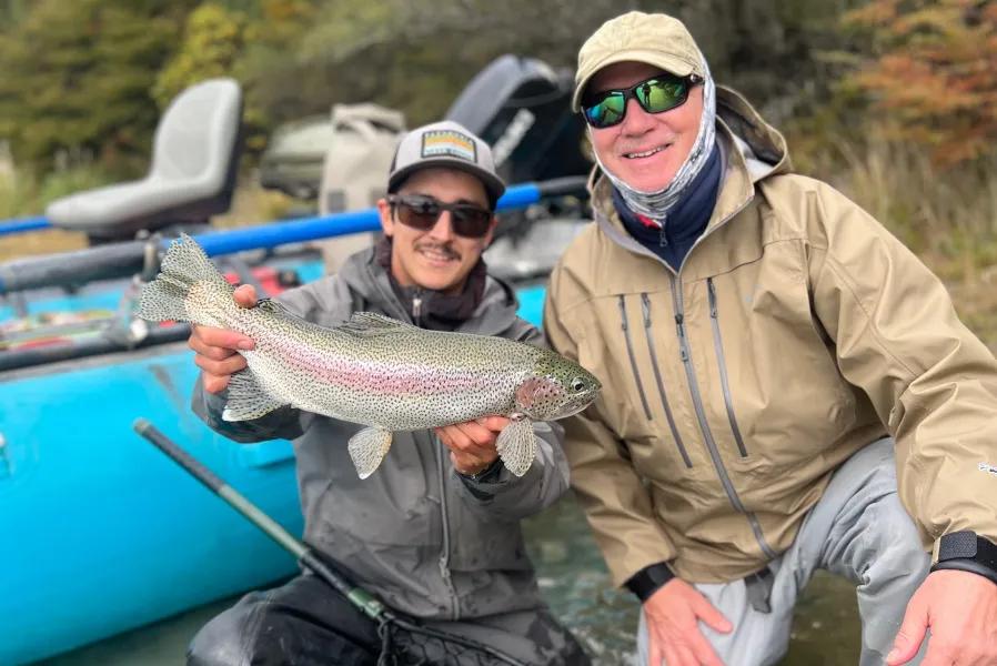 Patagonia Fly Fishing Trips with Montana Angler In Chile, large rainbow trout chase streamers with just as much abandon as the big browns. Using catarafts, the guides out of Patagonia Baker Lodge can access some very fishy places.