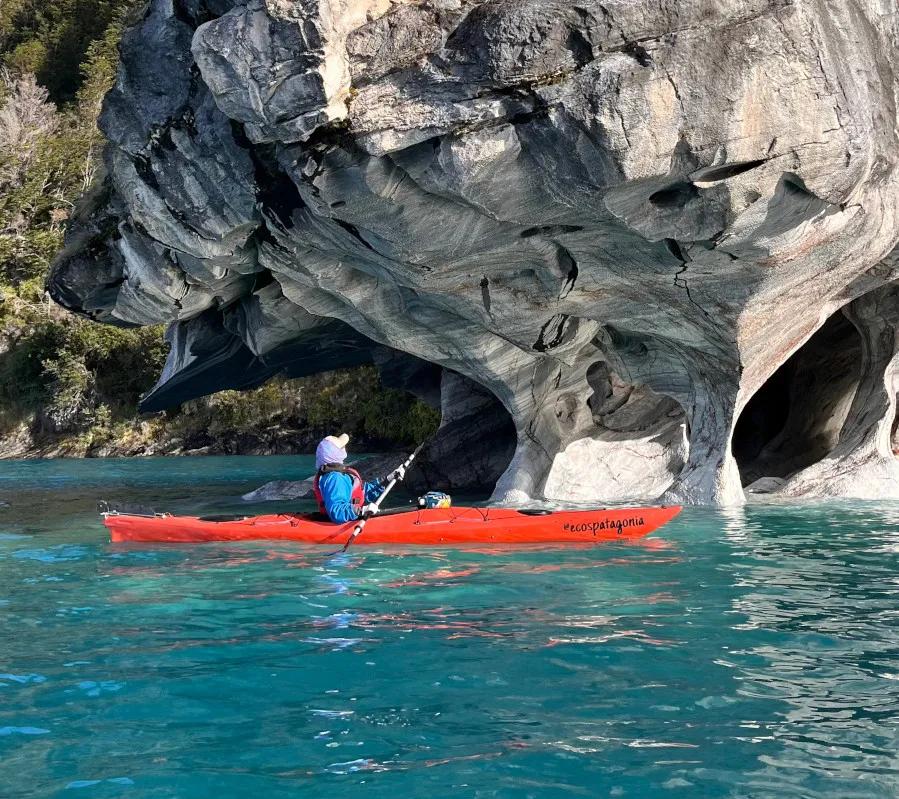 Marble Caves at Patagonia Baker Lodge. The Marble Caves, also known as the Marble Cathedral, are natural rock formations in General Carrera Lake. A day trip can be arranged to explore these. These caves are made of solid marble and have been sculpted by the turquoise lake waters over thousands of years, creating intricate swirls, pillars, and caverns.