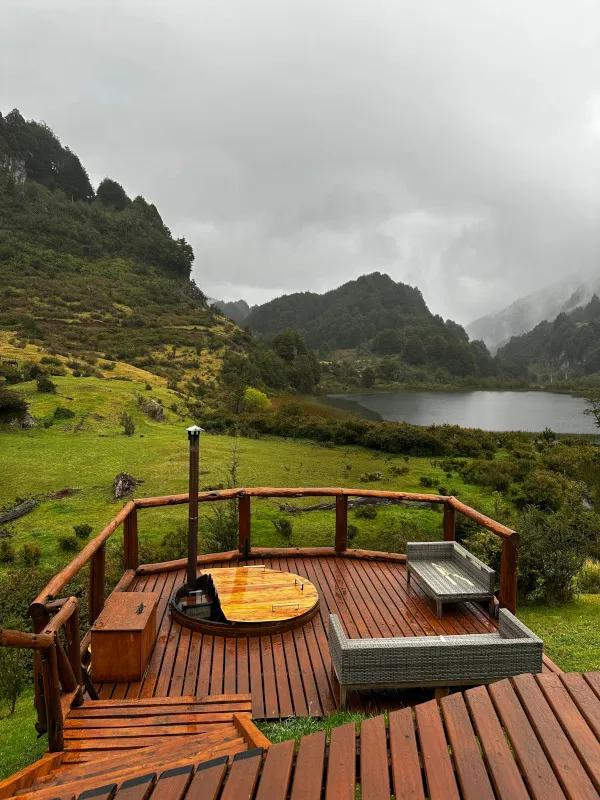 Montana Angler fly fishing trips in Patagonia. The hot tub at Magic Waters has one of the best views of any hot tub I've ever sat in. After fishing this was a great place to recuperate from a day of catching fish.