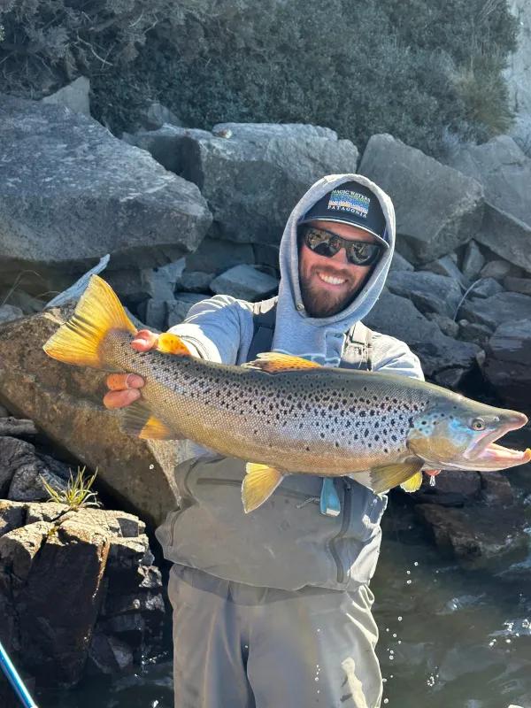Fly fishing in Chile with Montana Angler for large brown trout. Another gorgeous--and large--brown trout from our day cruising the cliff walls of Lago General Carrera. The lake is one of the largest in South America.
