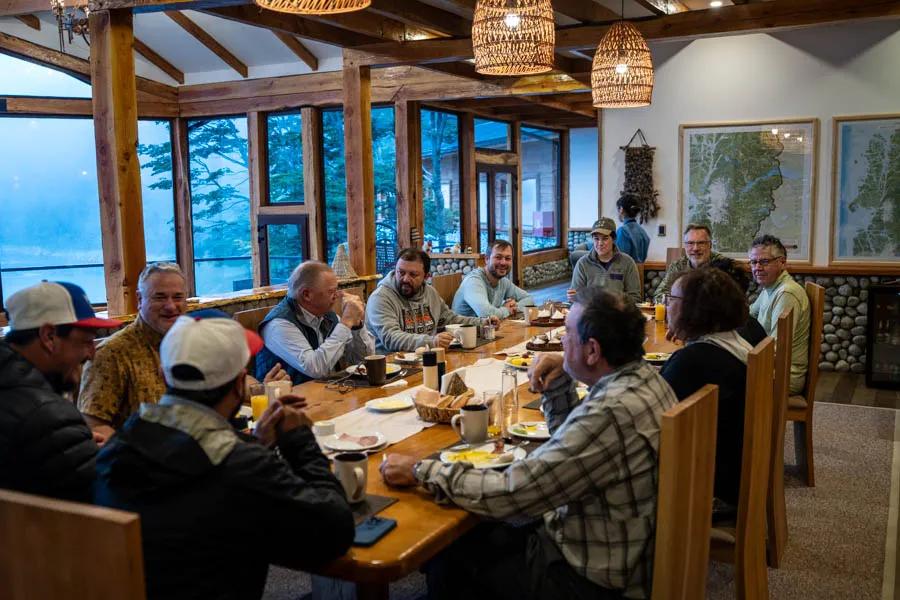 Patagonia Baker Lodge with Montana Angler in Chile Meals at Patagonia Baker Lodge are a great part of the trip. Served family style, it is a good time to get to know fellow lodge guests or the guides or just admire the view.