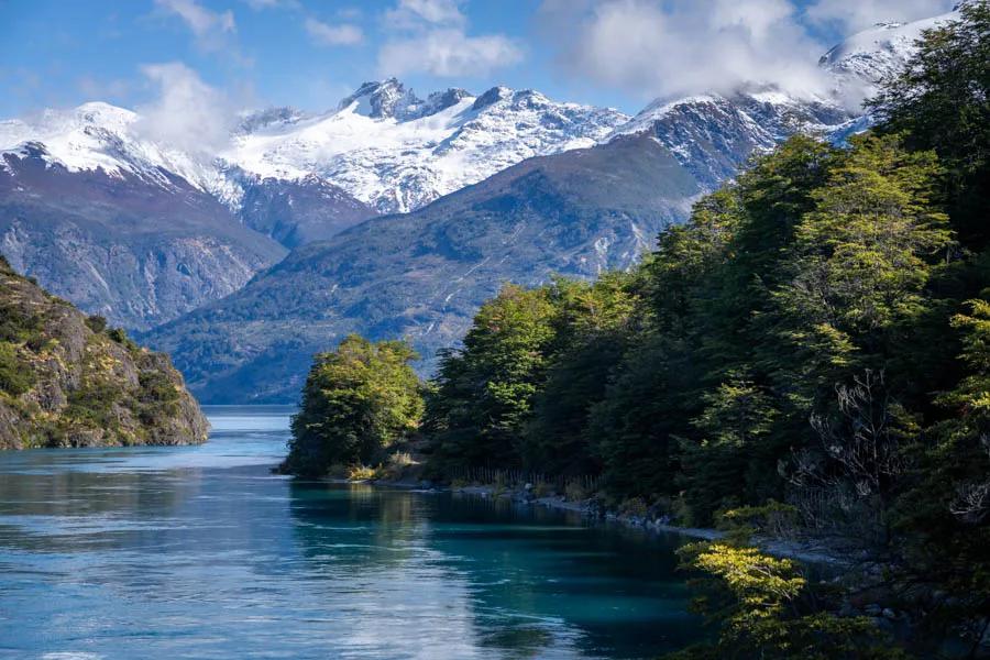 Patagonia Baker Lodge fly fishing trips with Montana Angler The Rio Baker River begins at the outlet of Lago Bertrand. With rising peaks collared by hanging glaciers, the waters fished when at Patagonia Baker Lodge are as scenic as they are fishy.
