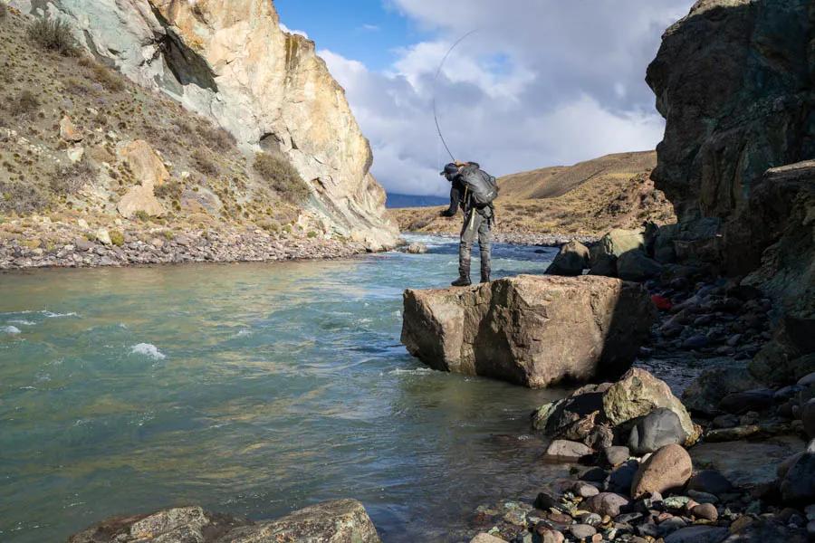 Patagonia fly fishing trips with Montana Angler The Jeinimeni felt like a wild river much like many of the streams in Yellowstone National Park. Due to recent rains it was a little off-color. We still had plenty of strikes, but even our guides weren't fast enough to get it done on a regular basis.