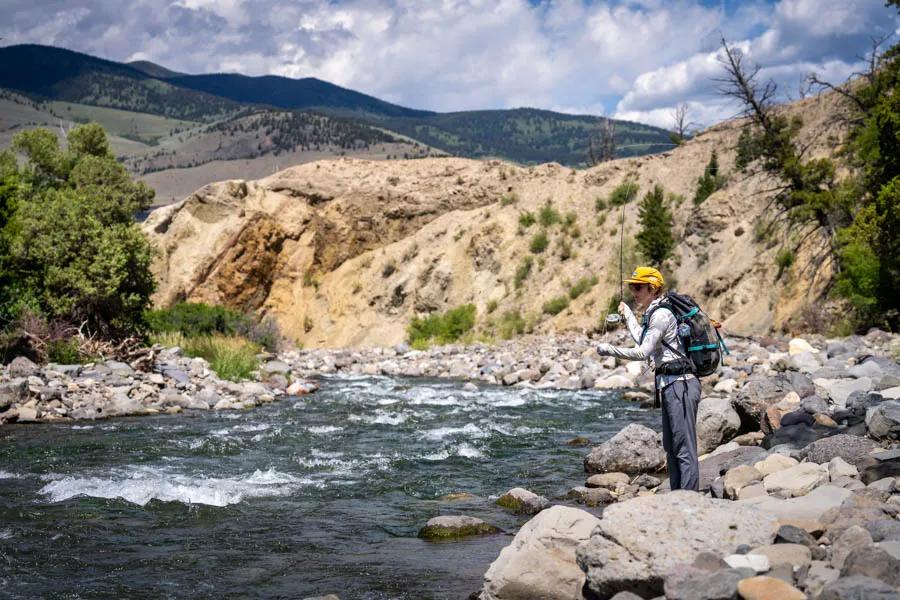 Yellowstone National Park Montana Angler fly fishing trips Originating in the mountains of Yellowstone's high plateau, the Gardner River then tumbles off the plateau through a canyon before it meets the Yellowstone River near the town of Gardiner, Montana.