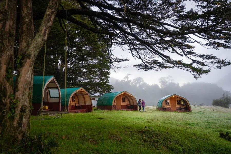 Fly fishing trips in Patagonia with Montana Angler The lodging at River of Dreams Basecamp is in well appointed custom, unique cabins. For a wilderness basecamp they are comfortable and with nearly every amenity you might expect at a destination fishing lodge.