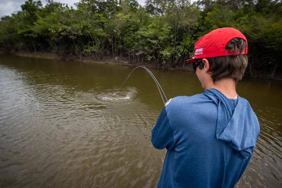 If you hook a peacock bass while fly fishing in the Amazon River you must use a power strip set.