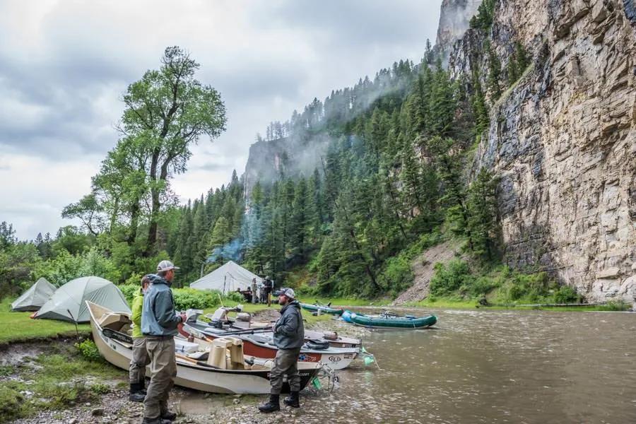 A Smith River trip in April in most years is defined by inclement weather. The river can fish well, but waders, rain gear, and sloshing through camp are the norm.