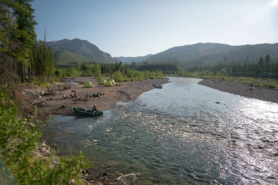 The South Fork of the Flathead River flowing through Montana's Bob Marshall Wilderness can be floated and fished via wilderness horseback trip. Specially permitted and requiring an experienced outfitter, this trip is a unique as the native bull trout that swim in the South Fork of the Flathead.