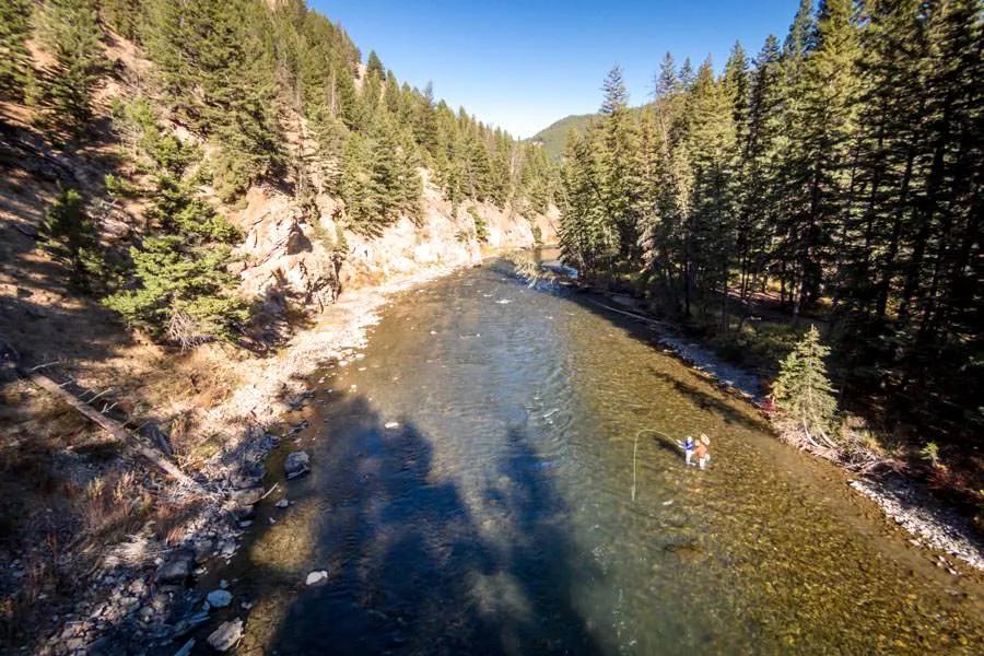 The Gallatin River has many sections that fish well the canyon section near Big Sky has the most amount of fish.