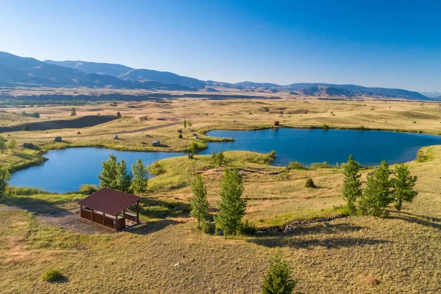 Livingston Montana Vacation Rental Home Emigrant Peak Lodge drone lake