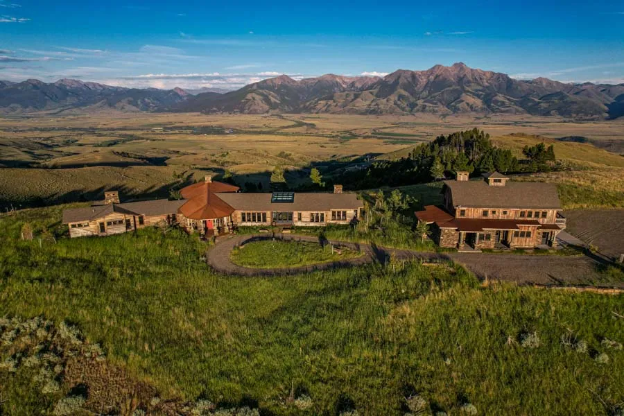 Paradise Valley Montana Vacation Rental Home New Moon Lodge drone