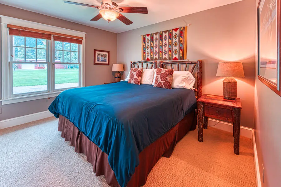 Livingston Montana Rental Home Red House Homestead bed