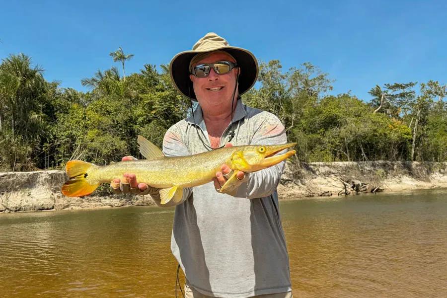 A large bicuda specimen. Large enough that even our guide Joseph seemed surprised. Not the prettiest fish I've ever put my eyes on. 