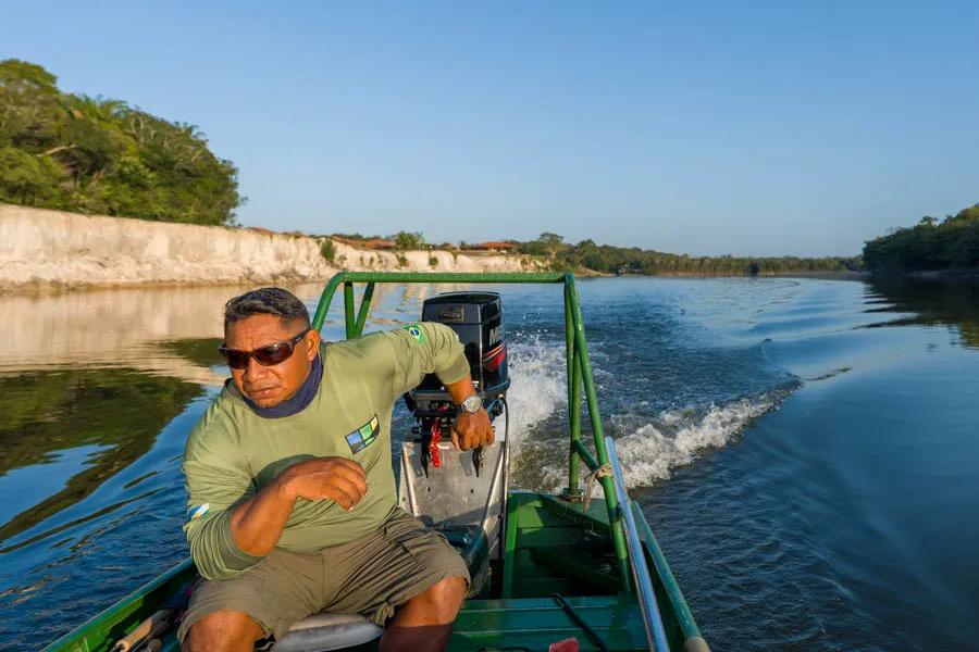 Jet boat heading out for the day from Agua Boa Amazon Lodge