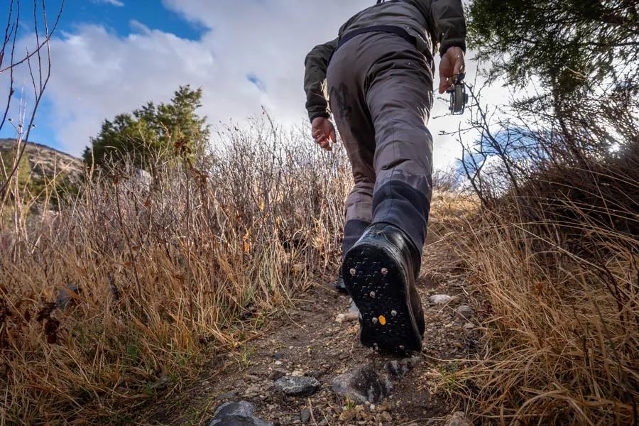 Studded soled wading boots
