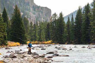 Montana Angler fly fishing near Bozeman Gallatin River fly fishing in the fall near Bozeman and Big Sky