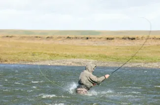 Spey casting for sea run brown trout.