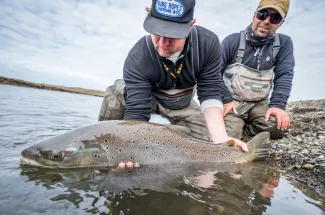 This angler is enjoying the moment.